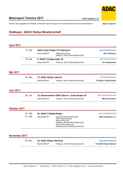 Südbayer. ADAC Rallye Meisterschaft Motorsport Termine 2017