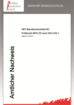 HBT-Brandschutzm&ouml;rtel M3 Pr&uuml;fbericht MPA DD nach DIN 4102-1