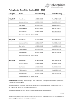 Ferienplan der Rheinfelder Schulen 2016 – 2019