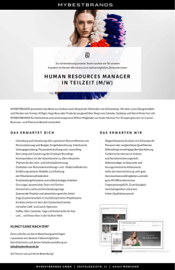 human resources manager in teilzeit (m/w)