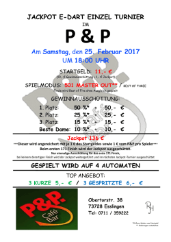 JACKPOT E-DART EINZEL TURNIER Am Samstag