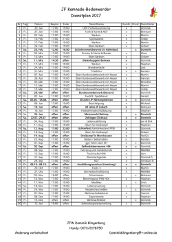 JF Kemnade-Bodenwerder Dienstplan 2017