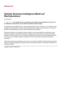 Globaler Business-Intelligence-Markt auf Wachstumskurs