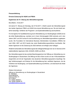 Pressemitteilung Erneute Zulassung für AQAS