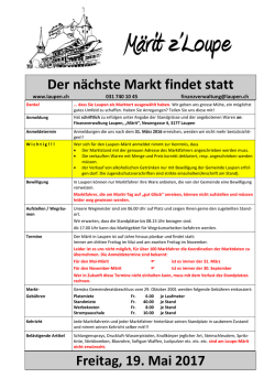 Der nächste Markt findet statt Freitag, 19. Mai 2017