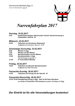 Narrenfahrplan 2017 - Narrenverein Hornisten Egg