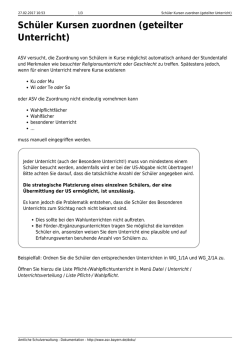 Sch&uuml;ler Kursen zuordnen (geteilter Unterricht) - ASV