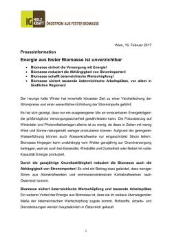 Energie aus fester Biomasse ist unverzichtbar - IG