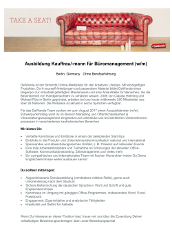 Ausbildung Kauffrau/-mann für Büromanagement (w/m)