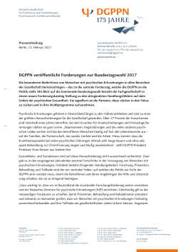 Forderungen der DGPPN zur Bundestagswahl 2017