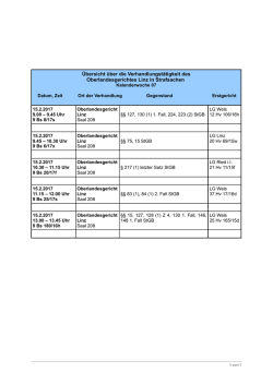Übersicht über die Verhandlungstätigkeit des Oberlandesgerichtes