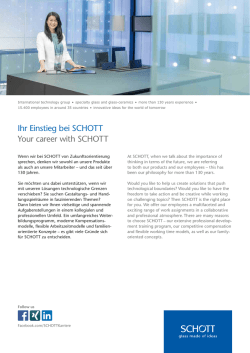 Ihr Einstieg bei SCHOTT Your career with SCHOTT