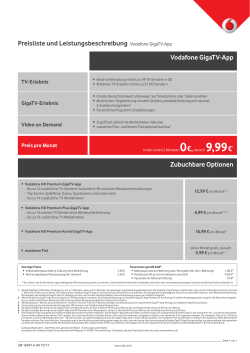 Preisliste und Leistungsbeschreibung Vodafone GigaTV