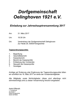 Jahreshauptversammlung - Dorfgemeinschaft Oelinghoven