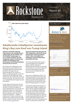 Eskalierende Cobaltpreise veranlassen King`s Bay zum Kauf von