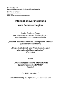Informationsveranstaltung zum Semesterbeginn