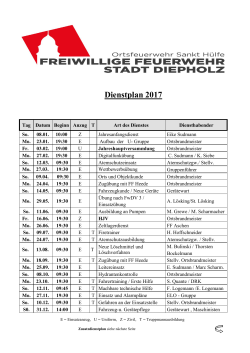 Dienstplan 2017 - Feuerwehr Diepholz