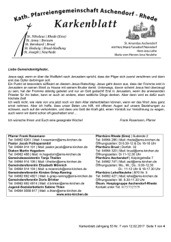 Karkenblatt 7. KW - Kath. Pfarreiengemeinschaft Rhede