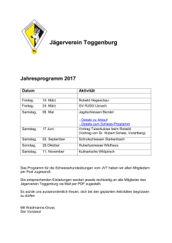 Jahresprogramm JVT 2017 - Jagd