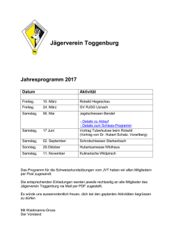 Jahresprogramm JVT 2017 - Jagd