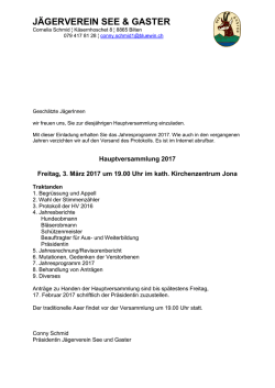 Einladung und Traktanden - Jägerverein See und Gaster