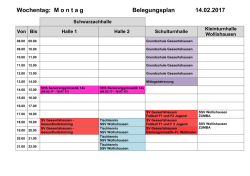 Hallenbelegungsplan (w&ouml;chentlich)