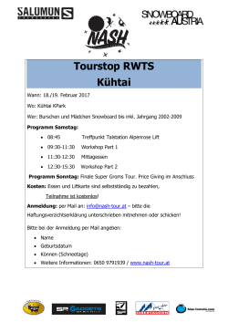 Ausschreibung RWTS-Tourstop