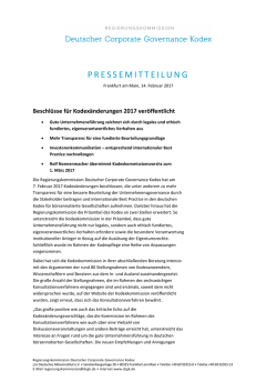 PRESSEMITTEILUNG - Deutscher Corporate Governance Kodex
