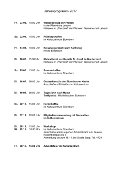 Jahresprogramm - in Eidenborn!