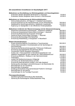Die wesentlichen Investitionen