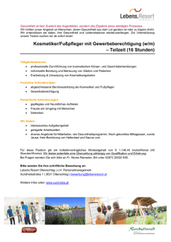 Kosmetiker/Fußpfleger mit Gewerbeberechtigung (w/m)