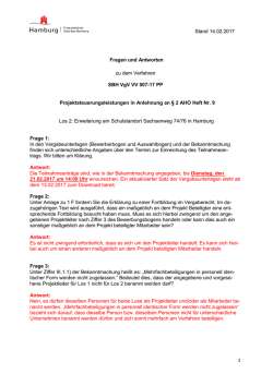 1 Stand 14.02.2017 Fragen und Antworten zu dem