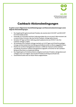 Cashback-Aktionsbedingungen