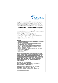 IT-Supporter / Informatiker (m/w) 100% - Jungfrau
