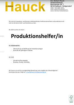 Produktionshelfer/in - Hauck Holzbearbeitung