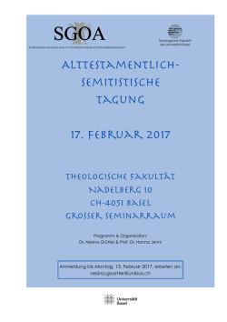 Alttestamentlich- semitistische Tagung 17. Februar 2017