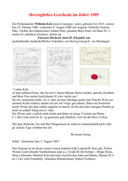 Herzogliches Geschenk im Jahre 1905