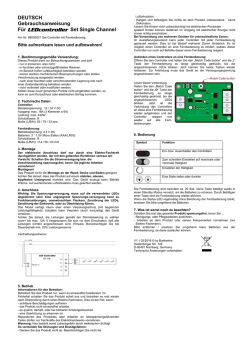 DEUTSCH Gebrauchsanweisung Für LEDcontroller Set Single
