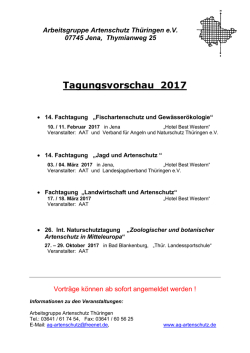 Tagungsvorschau 2017 - Arbeitsgruppe Artenschutz Thüringen e.V.