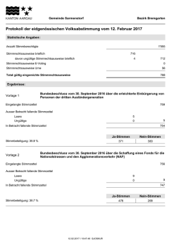 eidg. Abstimmungen - Gemeinde Sarmenstorf