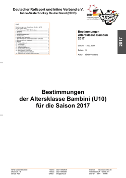 Durchf&uuml;hrungsbestimmungen Altersklasse Bambini 2017
