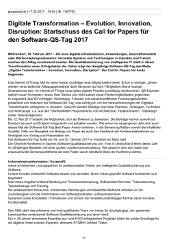 Startschuss des Call for Papers für den Software-QS