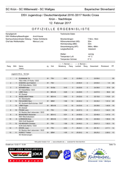 2.DSV DSC inkl. U16 - Ergebnisliste 5. DP U16 KT