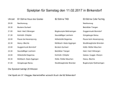 Spielplan für Samstag den 11.02.2017 in Birkendorf