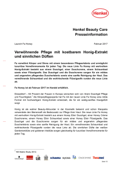 Henkel Beauty Care Presseinformation Verw&ouml;hnende Pflege mit