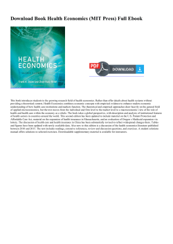 Book Health Economics (MIT Press