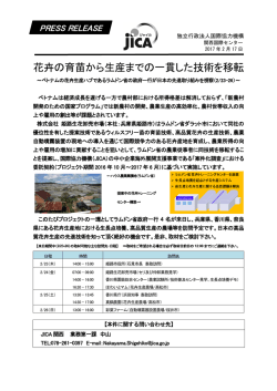 花卉の育苗から生産までの一貫した技術を移転