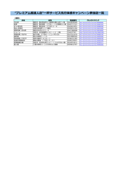 プレミアム超達  店”  杯サービス先  体感キャンペーン参加店  覧