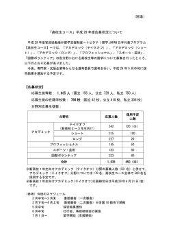 （別添） 「高校生コース」平成 29 年度応募状況について 【応募状況】 応募