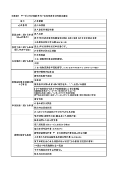 別表第1 サービス付き高齢者向け住宅事業登録時提出書類 項目 必要
